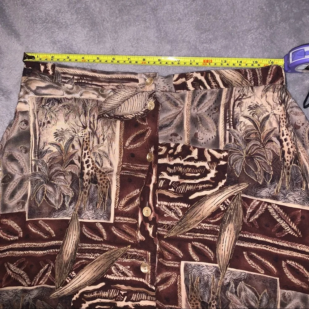 Vintage 90s Giraffe Safari Button Down Maxi Skirt AC American Collection - Picture 3 of 5